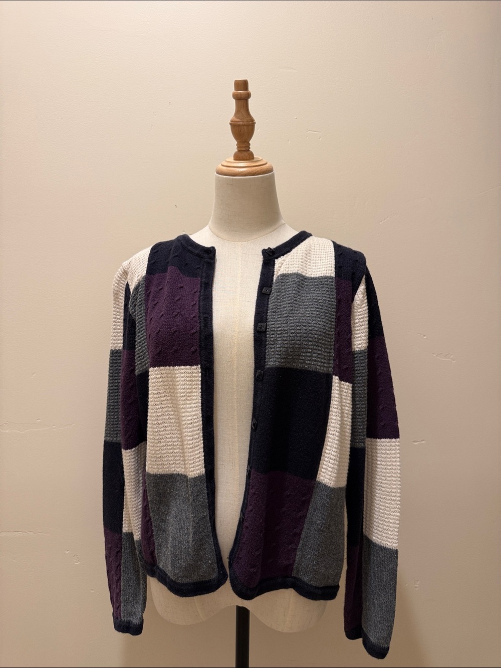 Multi colored knot button down cardigan